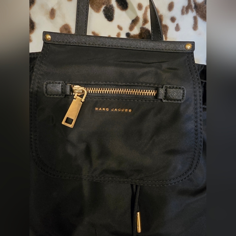 Marc Jacobs Black Nylon Backpack with Gold Accents - Picture 4 of 4